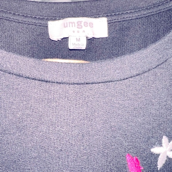 Umgee White Short Sleeve Tee Casual Top floral - Picture 5 of 6